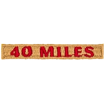 The number 40 Miles are stitched in red over a cream background.