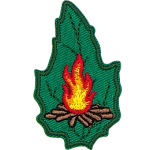 A campfire on a green leaf.