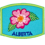 This patch displays Alberta's provincial flower: the wild rose.