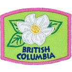 This patch displays British Columbia's provincial flower: the pacific dogwood.