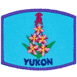 This patch displays Yukon's provincial flower: the fireweed (also known as rosebay willowherb and the great willowherb).