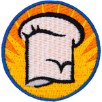 A chef's hat with a bright yellow background.