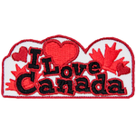 Red maple leaves and hearts decorate this roughly cloud-shaped patch.