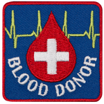 The words Blood Donor under a blood droplet.