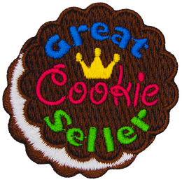 The words Great Cookie Seller are on an ice cream sandwich.
