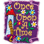 Rapunzels tower next to the words Once Upon A Time covered in flowers.