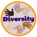 This circular crest displays hands of different skin colour to represent diversity.