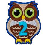 An owl displays the number 2 on its chest to symbolize the second-year achievement.