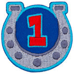 A horseshoe displays the number 1 to symbolize the first-year achievement.
