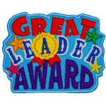 The words Great Leader Award are in different fonts. The A in Leader is inside a gold medal.