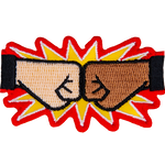 Two fists are shown bumping together with a starburst behind them.