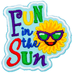 The words Fun In The Sun Are next to a sun wearing sunglasses.