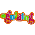 This patch is the text #guiding in pink, blue and green letters.