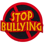 This round patch has the words Stop Bullying inside a red circle with a diagonal line through the middle.