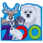 The word Zoo is at the bottom. A hare sits in front of the Z and O. A polar bear, seal and caribou look over the letters.