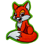 A smiling cartoon fox with red fur and white accents. 