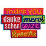 This patch says the words Thank You in five different languages.
