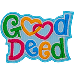 The word Good is stacked upon the word Deed. The double Os in Good are two interlinking hearts.