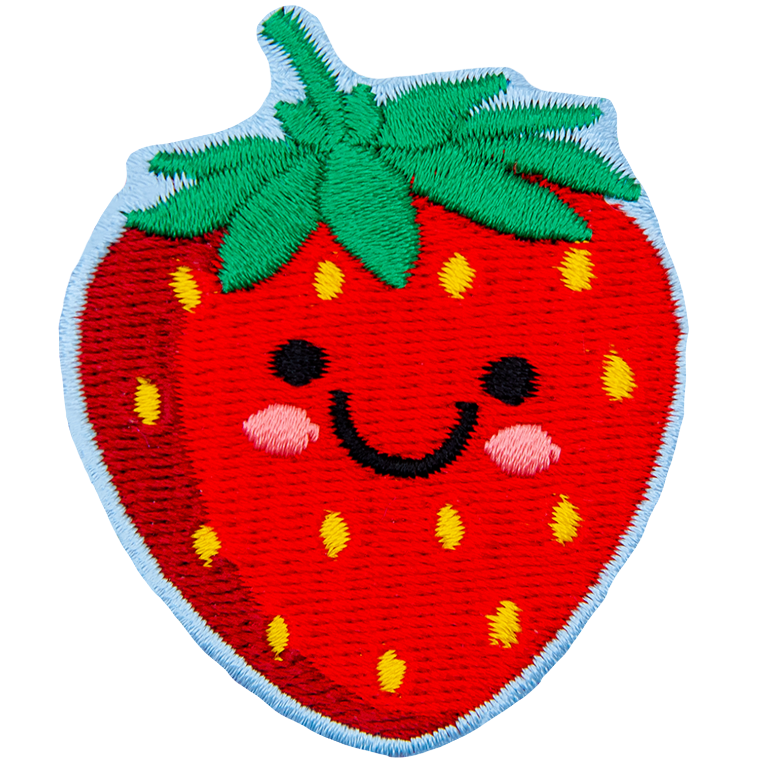 A ripe strawberry with a kawaii face.