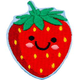 A ripe strawberry with a kawaii face.