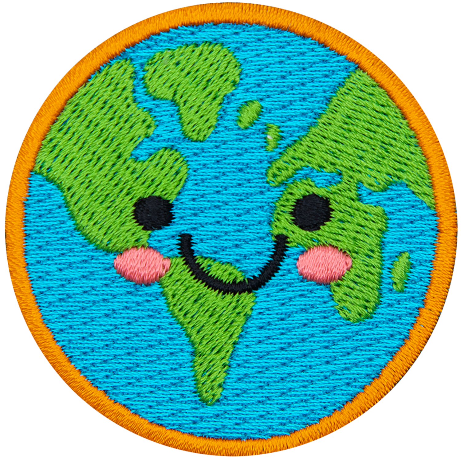 This cute Earth has dots for eyes and a big U-shaped smile.