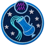 This circular crest has a water pitcher surrounded by stars. The sign of Aquarius sits above his head.