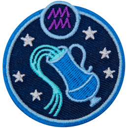 This circular crest has a water pitcher surrounded by stars. The sign of Aquarius sits above his head.