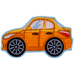 This crest is the side profile of an orange car.