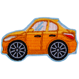 This crest is the side profile of an orange car.