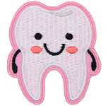 A cute, cartoon-looking kawaii tooth.