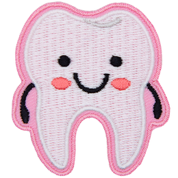 A cute, cartoon-looking kawaii tooth.