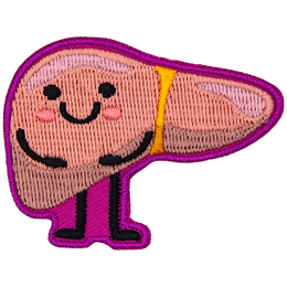 A liver with a kawaii-style face stands ready to educate.