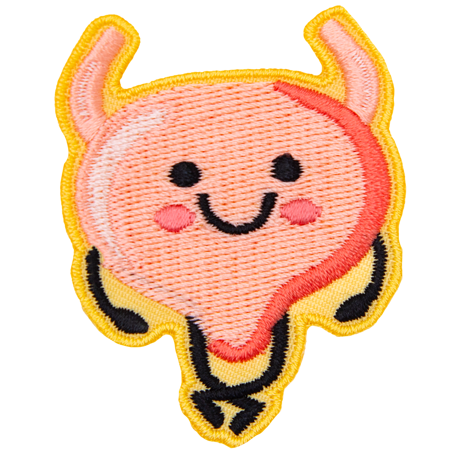 This kawaii bladder is crossing its legs and surrounded by a light yellow border.