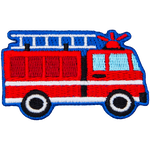 The side view of a fire truck.