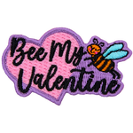 A bee hugs the words Bee My Valentine.