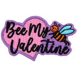 A bee hugs the words Bee My Valentine.