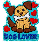 A brown puppy is on top of the words dog Lover.