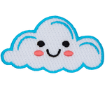 A fluffy white, smiling cloud.