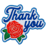 A red rose is next to the words: Thank you.