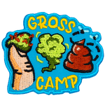 The words gross camp are around a toe with fungus, poop and gas.