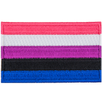 The genderfluid is made up of five horizontal stripes: pink, white, purple, black and blue.