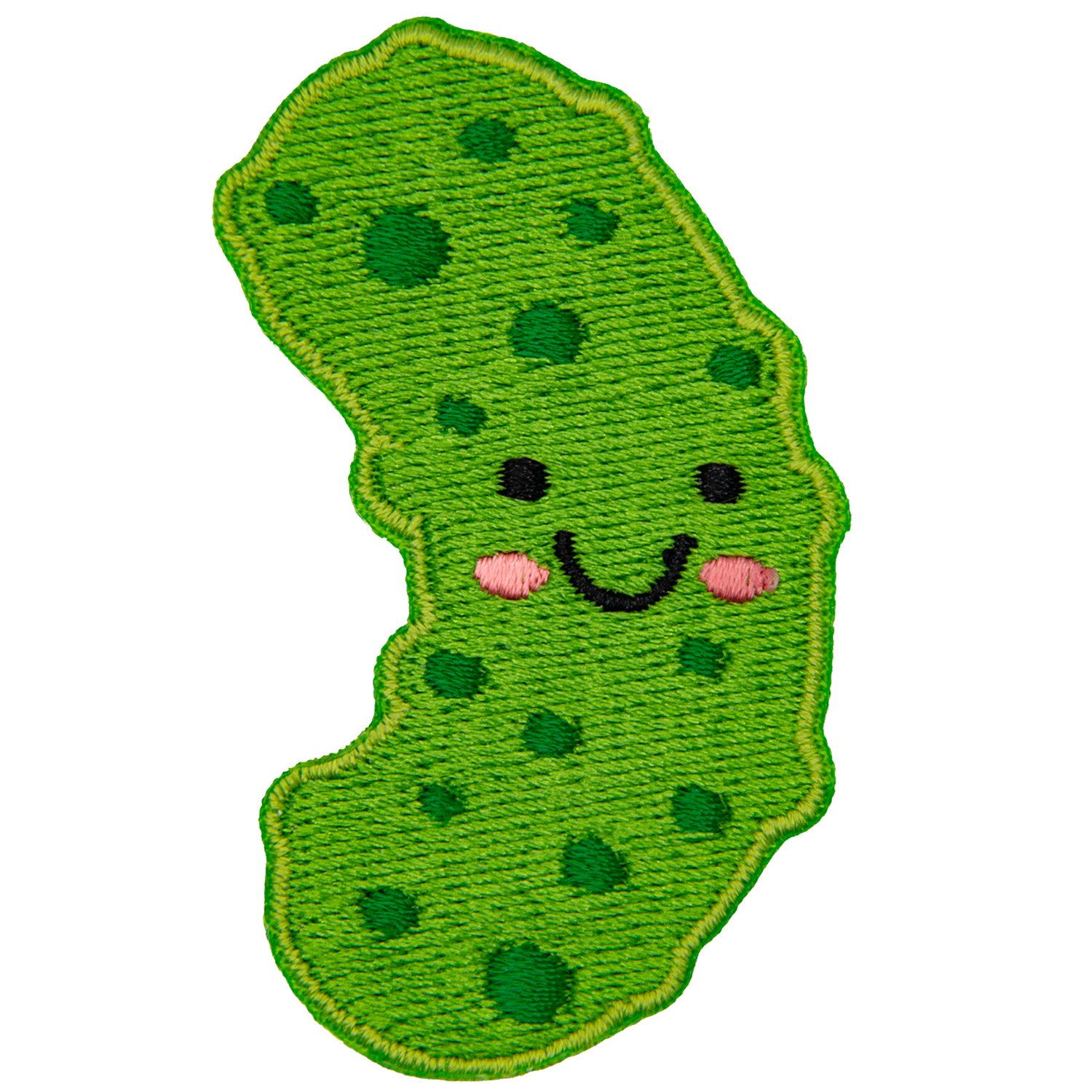 A smiling green pickle.