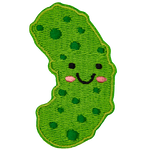 A smiling green pickle.