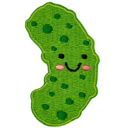 A smiling green pickle.