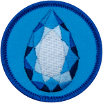 A sapphire on a blue background.