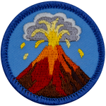 An erupting volcano spewing lava.