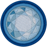 The top of a diamond is on a blue background.