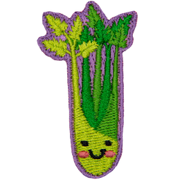 A cluster of celery stalks with a cute face on it.