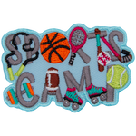 The words Sports Camp are spelled out with various sports equipment
