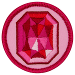 A red ruby on a blue background.